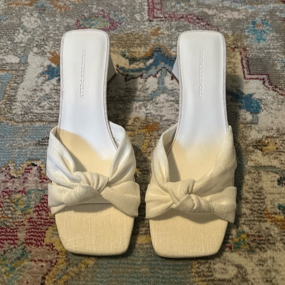 New small white heels